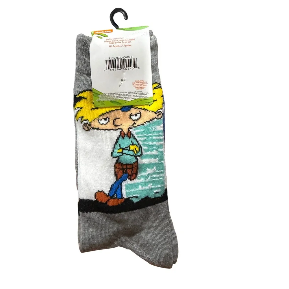 Nickelodeon Hey Arnold Mens Crew Socks 2 Pair‎ Pack Arnold Gerald 6-12 41F50023V